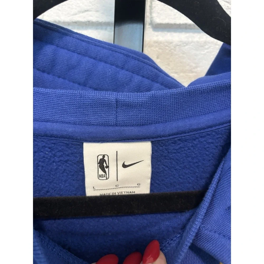 Nike NBA Golden State Warriors Mens L Blue Yellow Pullover Hoodie Zip Pocket